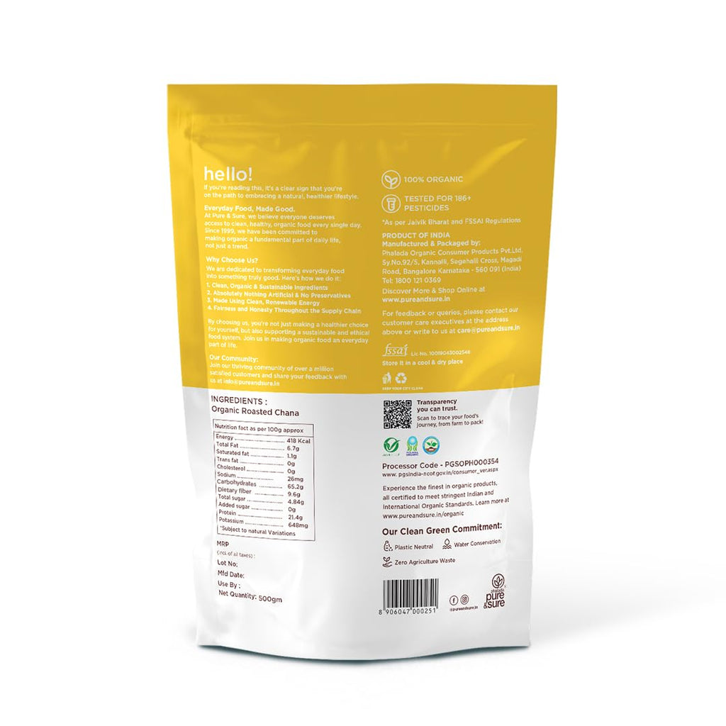 Pure &amp; Sure Organic Roasted Chana Dal 500gm