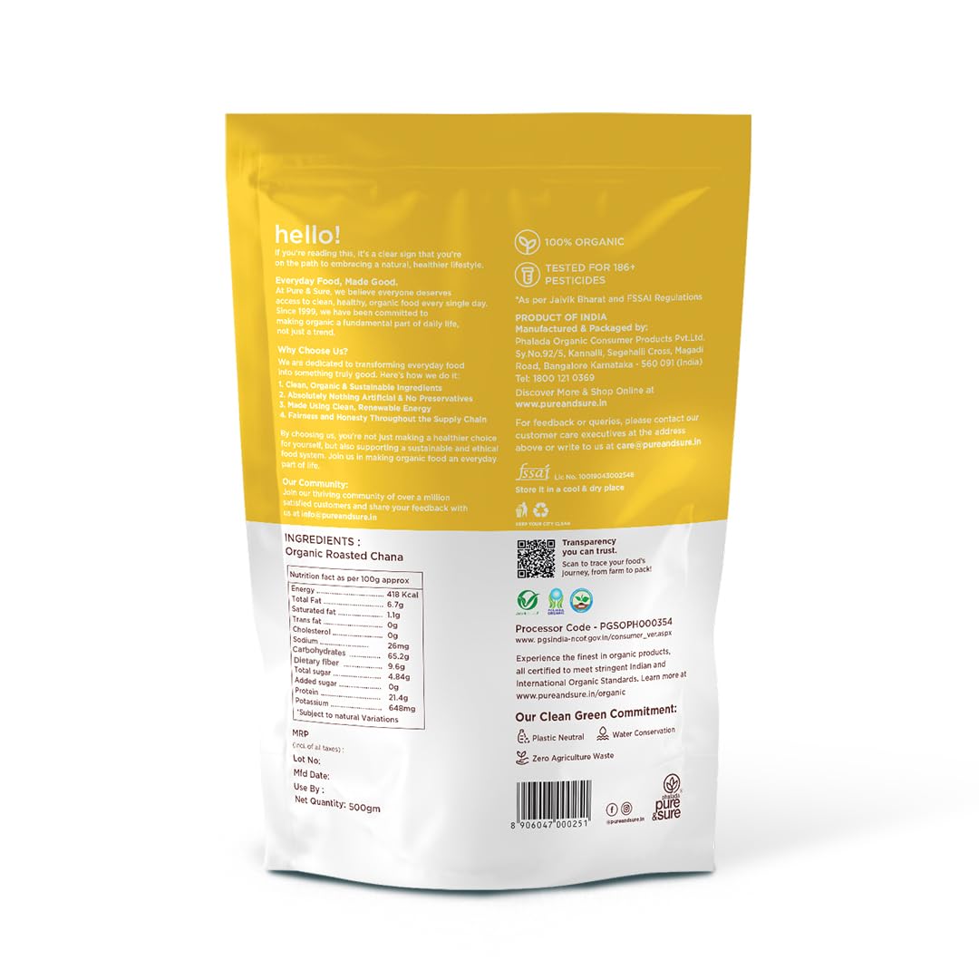 Pure &amp; Sure Organic Roasted Chana Dal 500gm