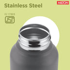 MILTON Torino 1000 Stainless Steel Water Bottle, Leakproof Lid, Single Walled, ISI Certified I For School, Office, Gym I 980 ml, Grey & Black