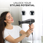 Ikonic Professional Pro 2100+ Hair Dryer 2000 Watts, Black, 3 Heat And 2 Speed Settings, Cool Shot, Low Noise Function Interchangeable Nozzles, Professional Styling, For Both Men And Women, Suitable For All Hair Types, 1 Yr Warranty Black