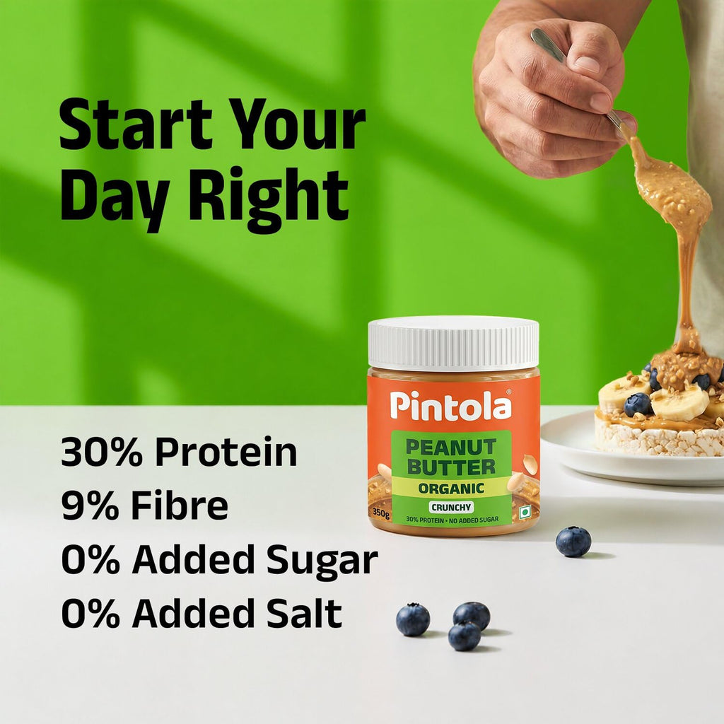 Pintola Organic Unsweetened Peanut Butter Crunchy 350g