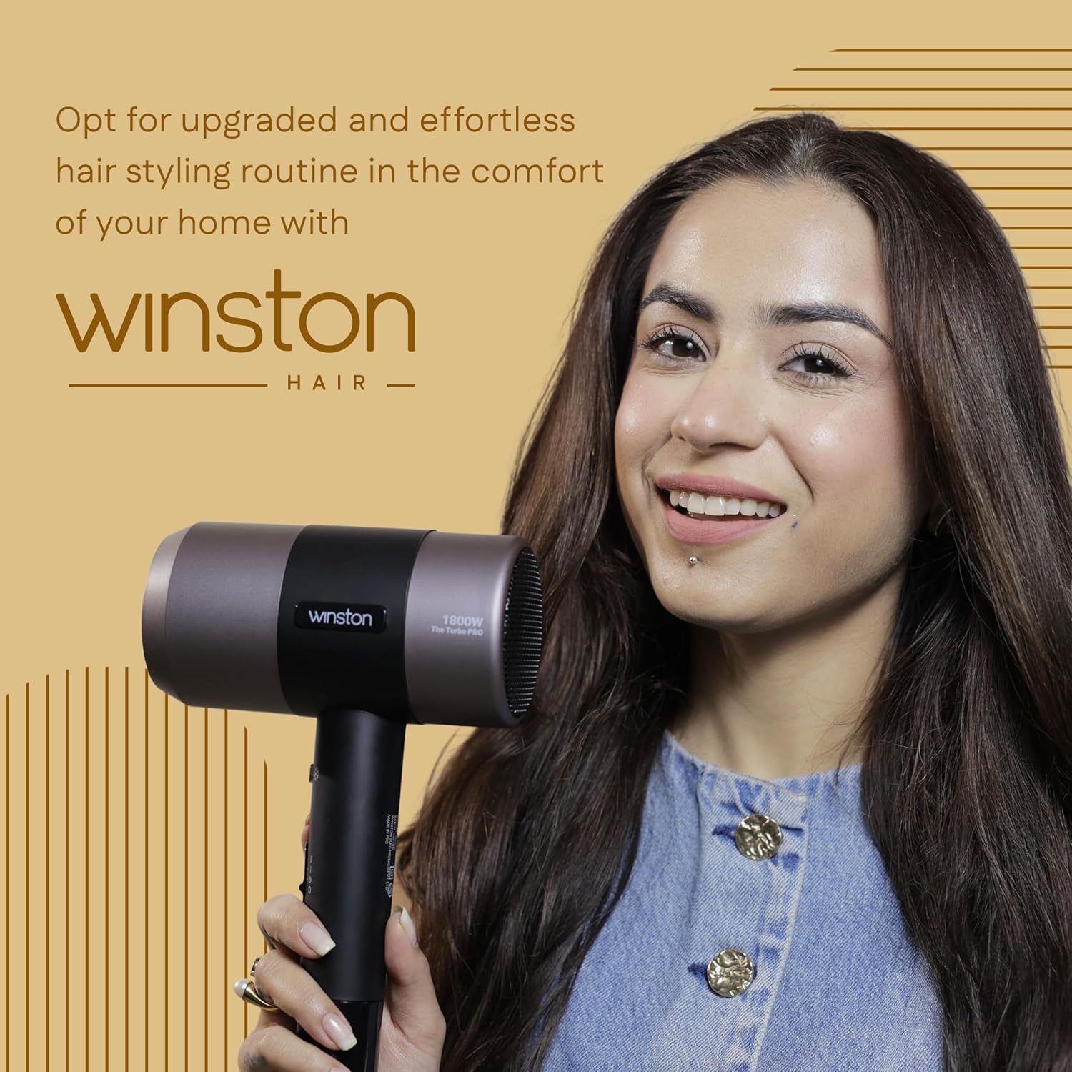 WINSTON Turbo Pro Hair Dryer - 1800W | Quick Drying Blow Dryer with Low Noise, Cool Shot & Overheat Protection - 1 Year Warranty (Black)