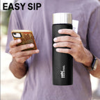 CELLO H2O Matt Stainless Steel Water Bottle For Office & Daily Use 1000 ml Black | Single Wall Freezer & Fridge Safe, Lightweight & Stylish Leakproof Rustproof Steel Water Bottle For School Gym Travel