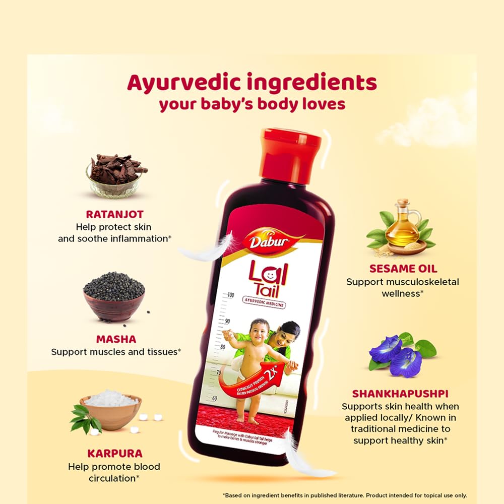 Dabur Lal Tail : Ayurvedic Baby Massage Oil 500Ml