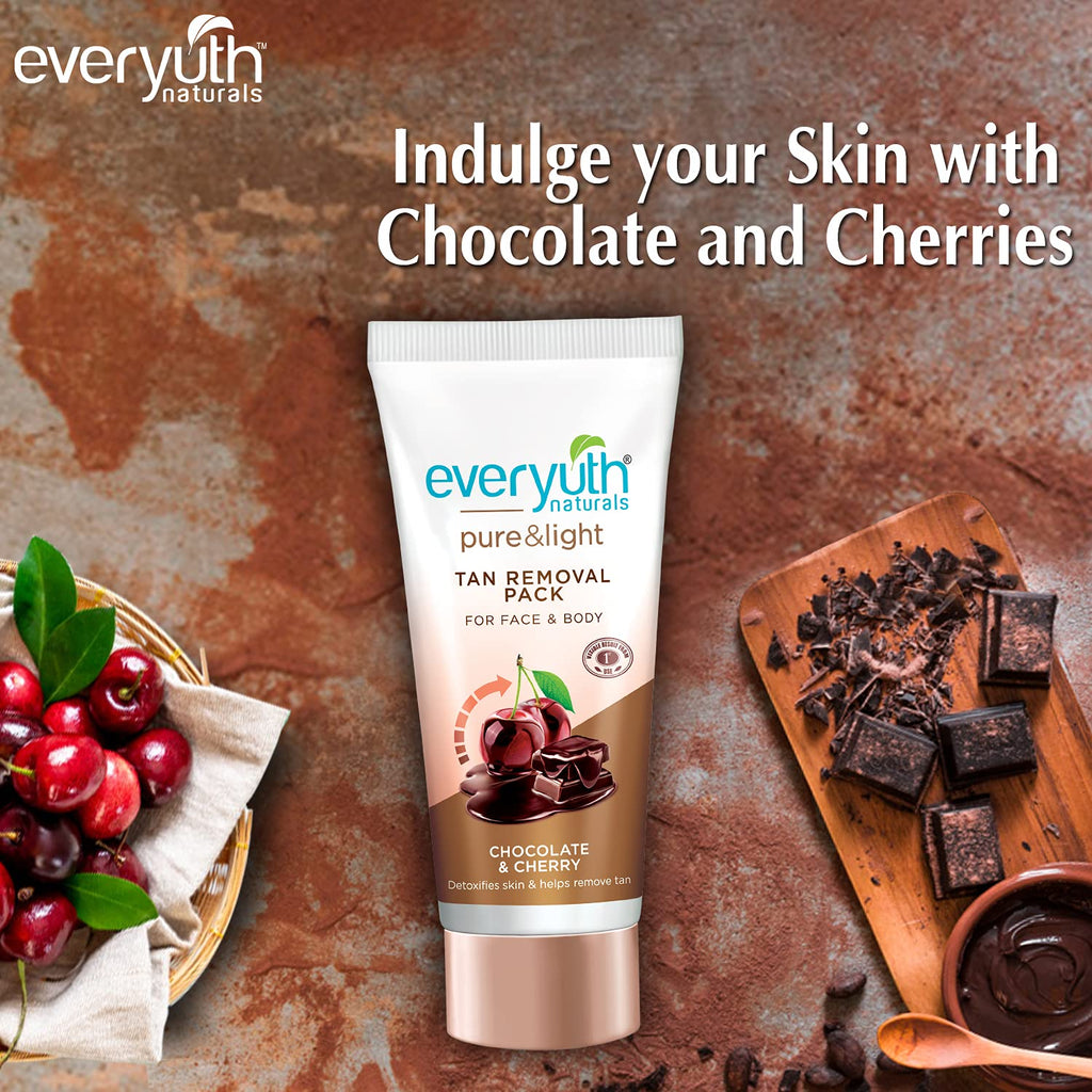 Everyuth Naturals Pure & Light Tan Removal Face Pack - Chocolate & Cherry, 50g Tube