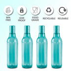 MILTON Prism 1000 Pet Water Bottle Set of 4, 1 Litre Each, Blue | BPA Free | 100% Leak Proof | Office | Gym | Home | Kitchen | Travel | Hiking | Treking