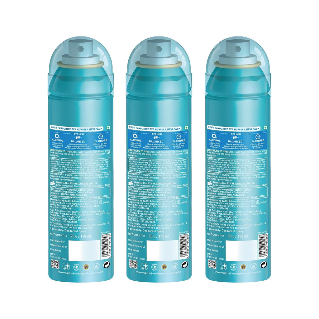 Eva Fresh+Fresh +Fresh Deo Spray 150 ml (Pack of 3)