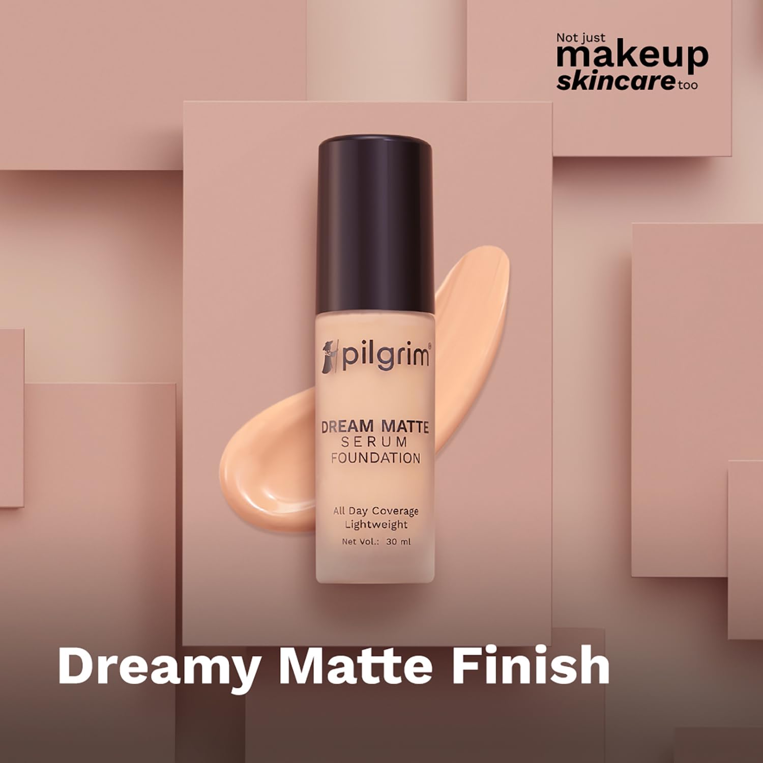Pilgrim Medium Classic Nude Serum Liquid Foundation, Matte & Poreless,30 ml