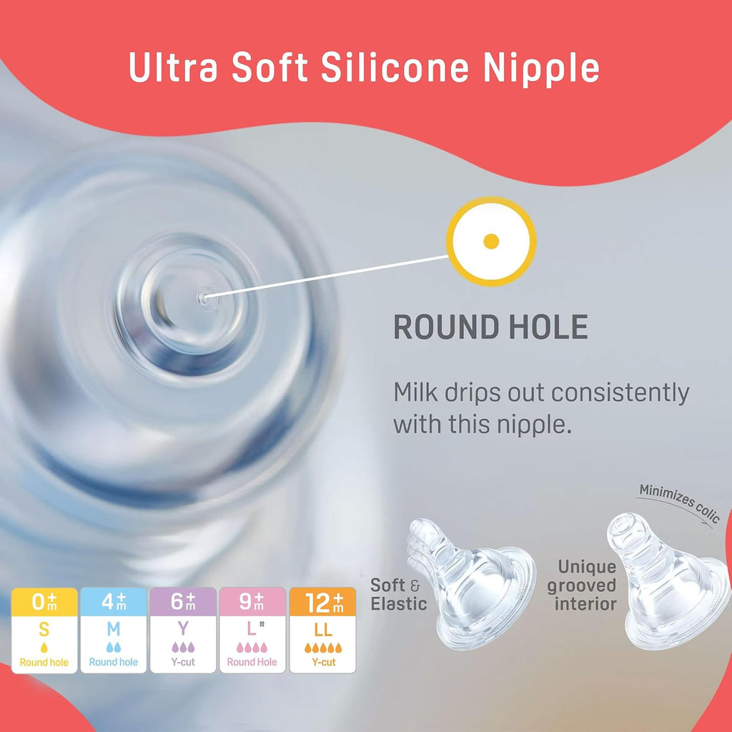 Pigeon Peristaltic Baby Nursing/Feeding Bottle RPP Nipple S,for 0+ Month Babies,BPA Free,BPS Free,White,120 ml (Pack of 2)