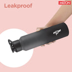 MILTON Torino 1000 Stainless Steel Water Bottle, Leakproof Lid, Single Walled, ISI Certified I For School, Office, Gym I 980 ml, Grey & Black