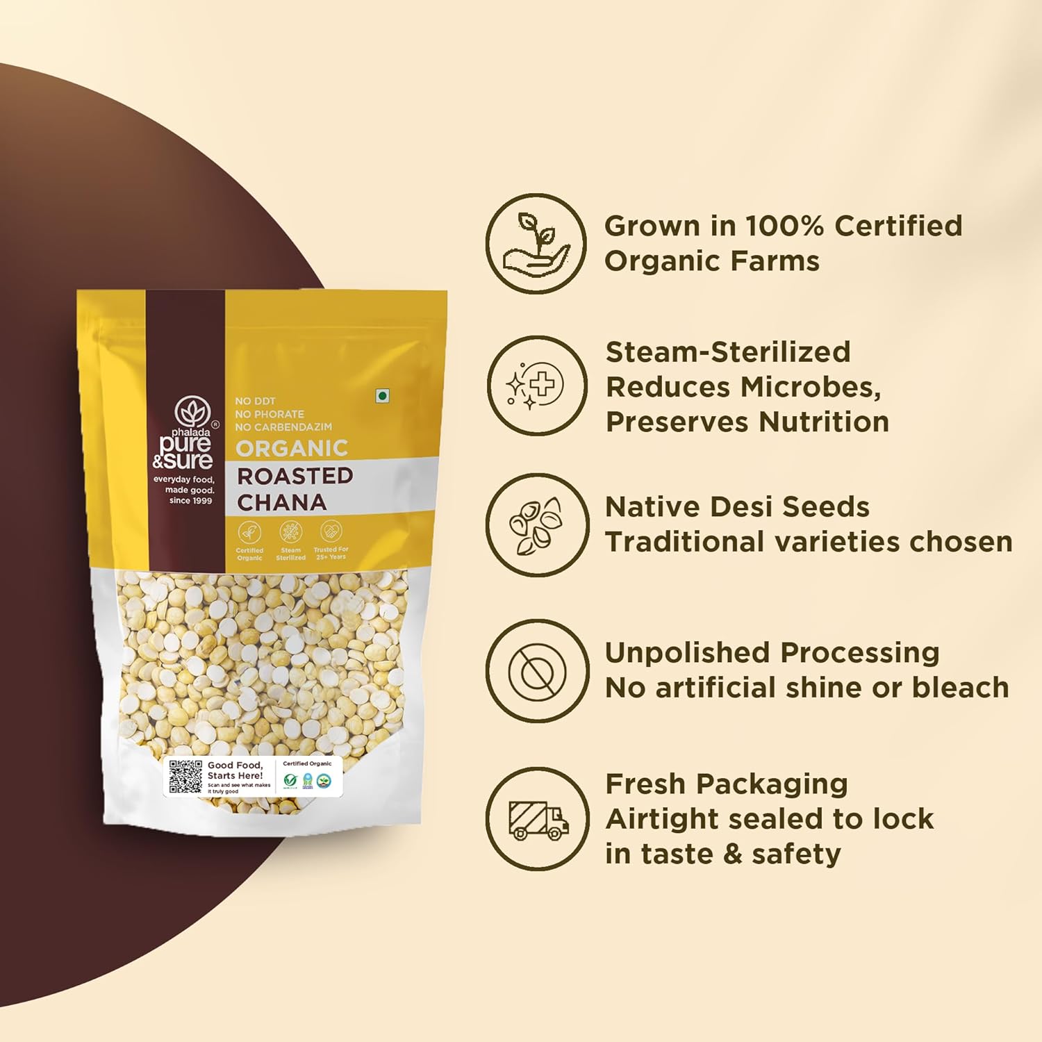 Pure &amp; Sure Organic Roasted Chana Dal 500gm