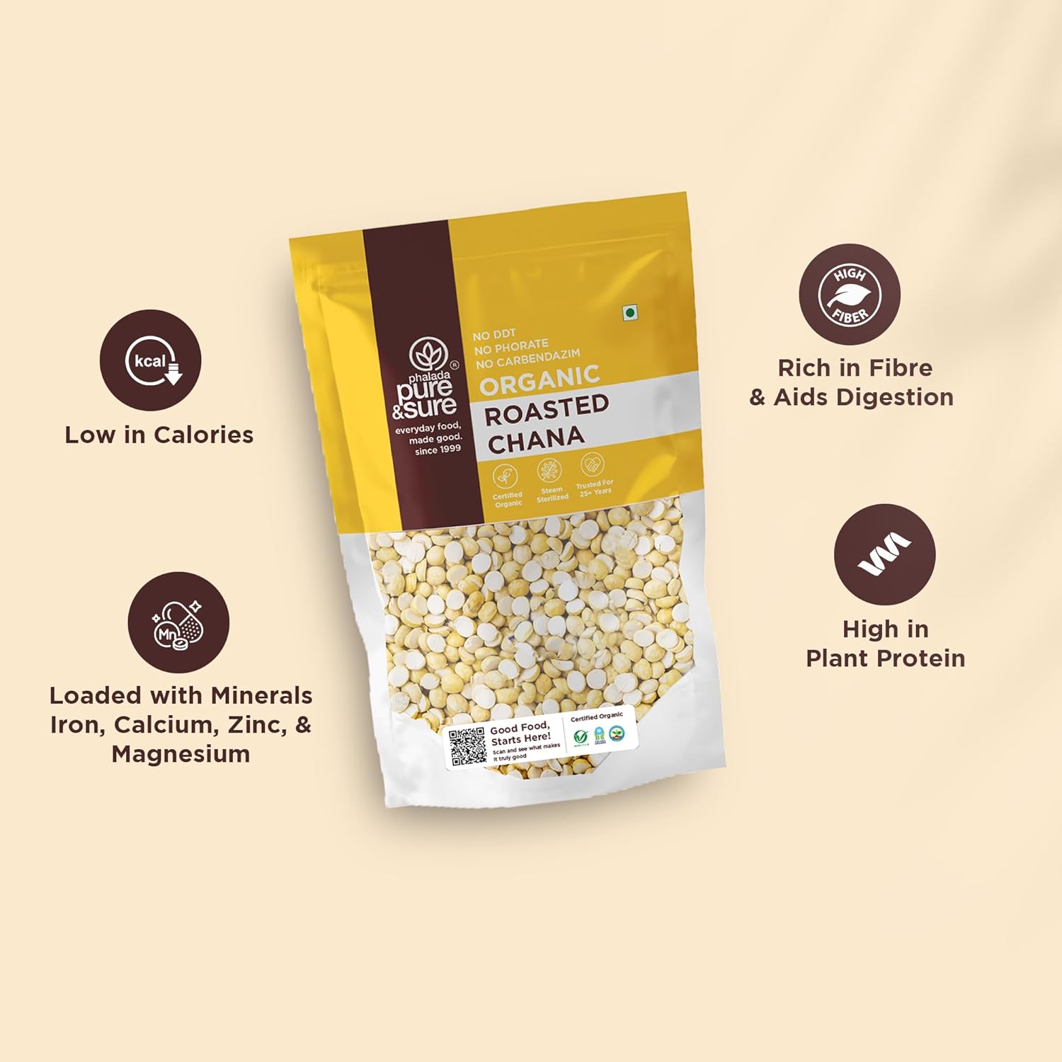Pure &amp; Sure Organic Roasted Chana Dal 1Kg