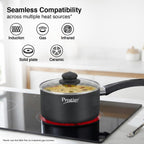 Prestige Omega Deluxe Granite Non Stick Milk Pan with Lid,16Cm Black,1.5 Liter