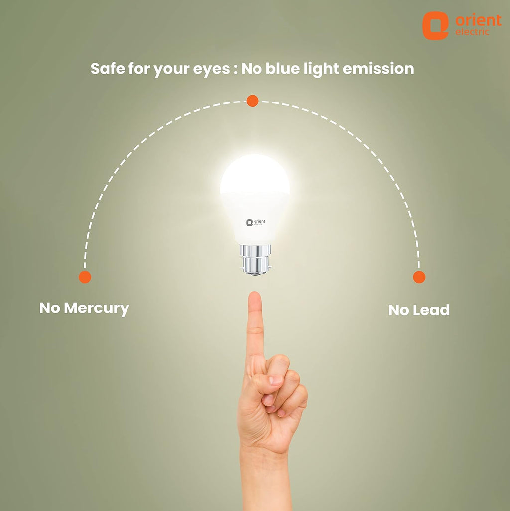 Orient Electric Polycarbonate High Glo Led Lamp 9W, (Warm White, 3000K, B22 - Pack Of 4)