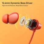 realme Buds Wireless 5 Lite in Ear Bluetooth Neckband with 12.4 mm Dynamic Bass Boost Driver,Upto 35 Hours Playback,45ms Low Latency,IP55 Dust & Water Resistant, Bluetooth V5.4 (Cyber Orange)