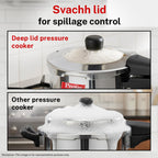 Prestige Deluxe Alpha Svachh Stainless Steel Pressure Cooker 1.5L With Glass Lid (With Deep Lid For Spillage Control )