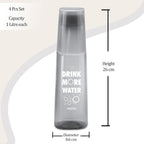 MILTON KIP SIP, Pack of 4 Water Bottles with Drinking Glass Lid, 1 Litre each, Reusable Plastic Fridge Bottle Set, BPA Free and Leak Proof Bottles for Travel, Work, Assorted