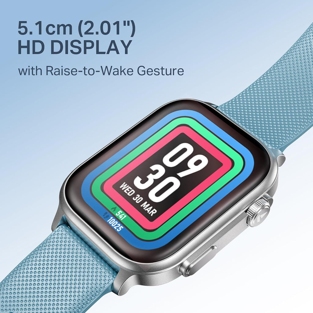 boAt New Launch Storm Infinity Max, 20 Days Maximum Battery, Biggest Battery Capacity Ever! 2.01" (5.1cm) Display, Functional Crown, AI Nudges, BT Calling, Smart Watch for Men & Women (Sky Blue)