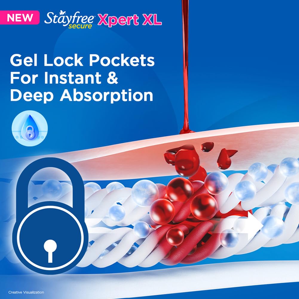 Stayfree Secure Xpert XL Sanitary Pads for Women | 290 mm | 18 Pads