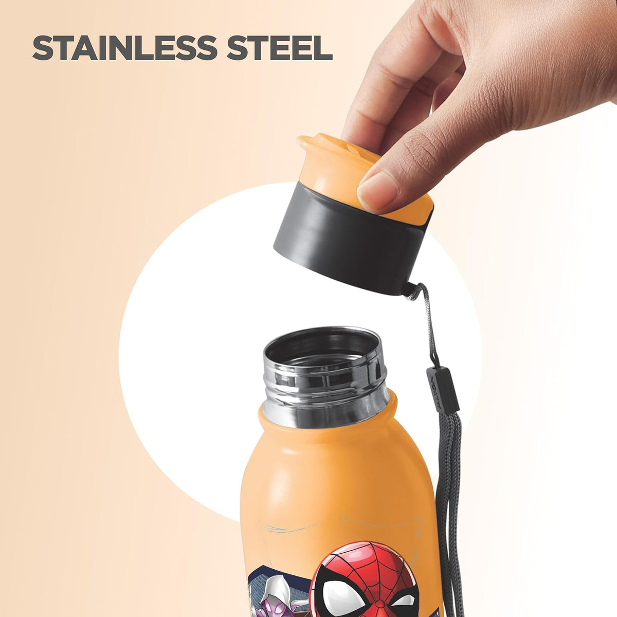 MILTON Marvel Caper 1000 Stainless Steel Water Bottle 870 ml, Single Walled, ISI Certified I Leak Proof Lid, Rust Proof I For School, Office, Gym I Yellow