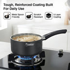 Prestige Omega Deluxe Granite Non Stick Milk Pan with Lid,16Cm Black,1.5 Liter