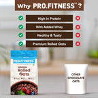 Pro.Fitness 27g High Protein Oats (By MyFitness) | Dark Chocolate Oats with Almonds, Pumpkin Seeds and Raisin | Chocolate Rolled Oats with Jaggery - No Refined Sugar | Breakfast Cereals (Pack of 2)