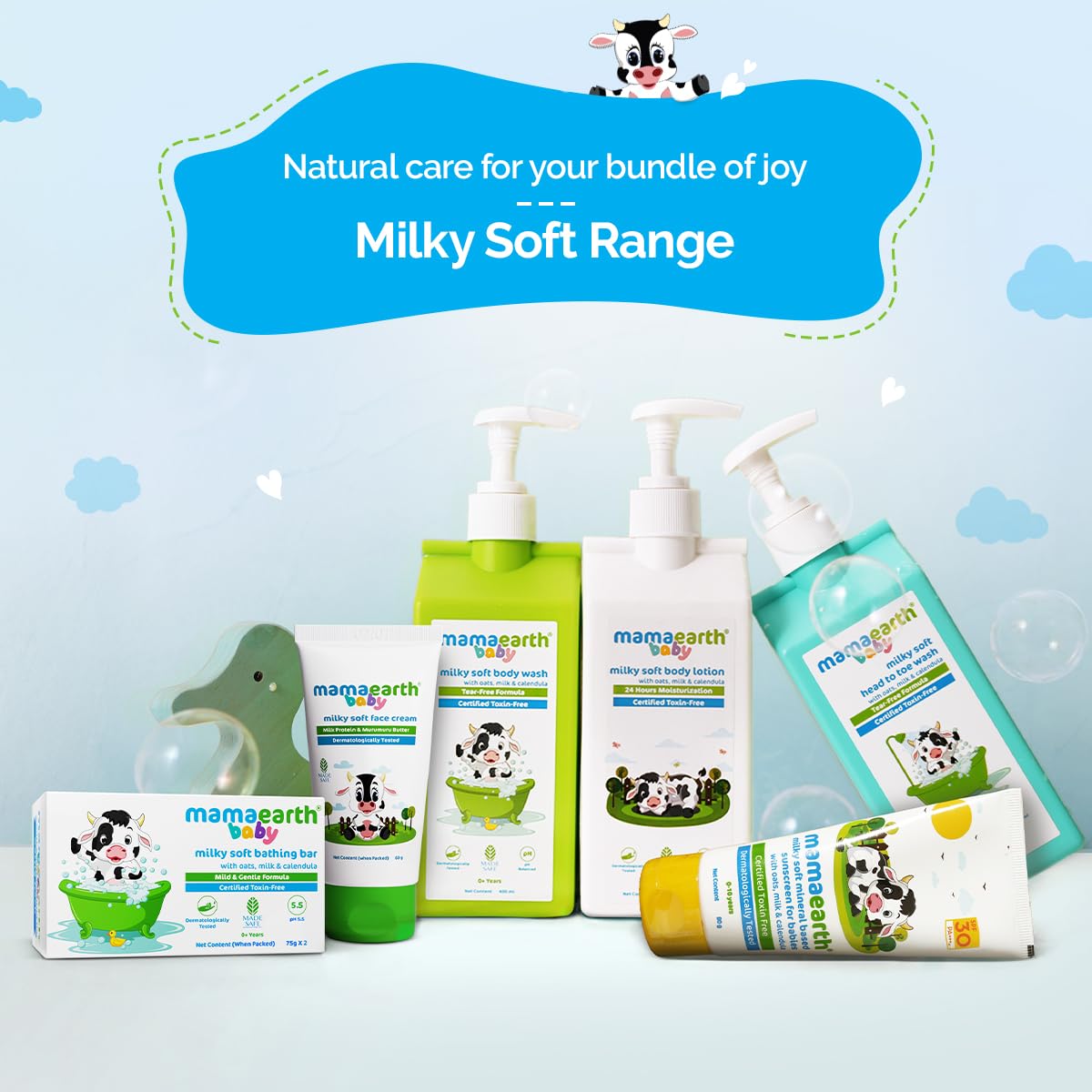 Mamaearth Milky Soft Bathing Bar For Babies - 75 g x 2 | Infused with Oats, Milk and Calendula | Gently Cleanses Skin, Keeps Skin Soft & Smooth, Mild & Gentle Formula, Dermatologically Tested