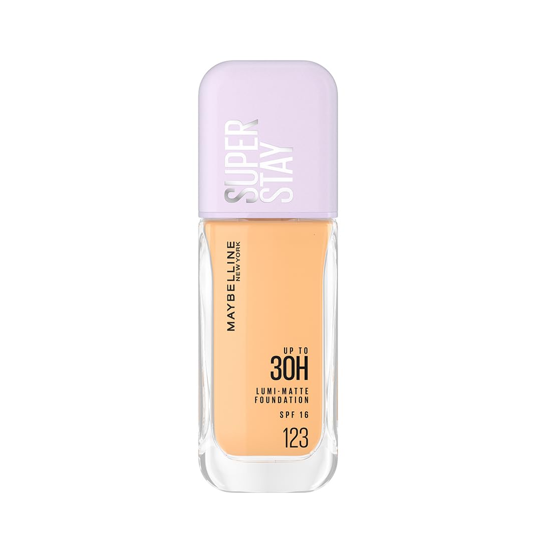 Maybelline New York Super Stay Lumi Matte Liquid Foundation, 123 | 30 HR Long Lasting yet Lightweight, 35ml