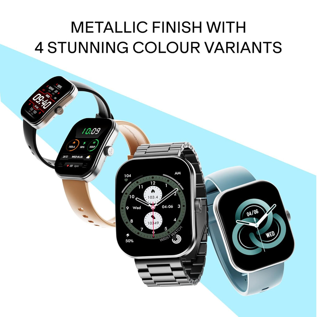 boAt Wave Sigma 3 Curv Smartwatch with 2.01” (5.33 cm) Immersive Curved Display, Metallic Finish, Functional Crown, BT Calling, Sleep, Stress, Heart Rate & SpO2 Monitoring, SOS, IP68 (Black Active)