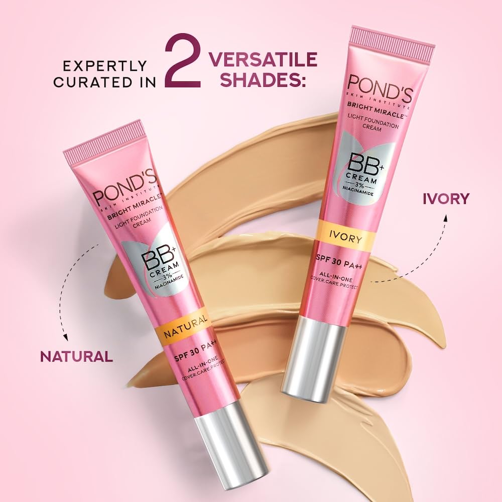POND'S BB+ Cream | Instant Spot Coverage | Light Make-up Glow | Ivory 18g
