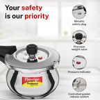 Prestige Deluxe Alpha Svachh Stainless Steel Pressure Cooker 1.5L With Glass Lid (With Deep Lid For Spillage Control )
