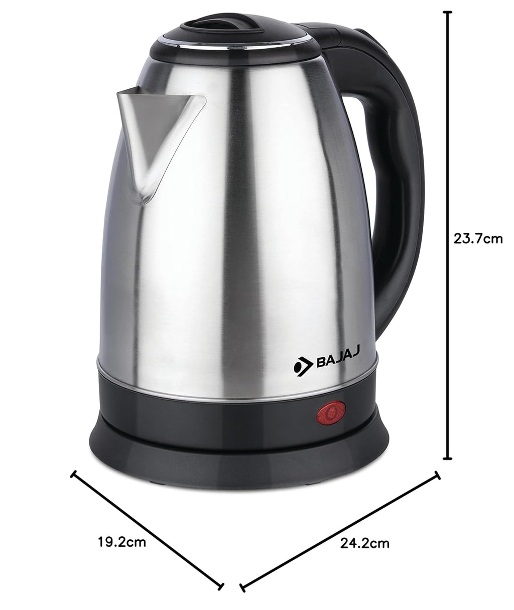 Bajaj KTX 1.8 Litre DLX Electric Kettle | 1350 Watts Kettle with Stainless Steel Body | Cordless Operation | Auto Shut-off Mechanism | 2-Yr Warranty 【Black】
