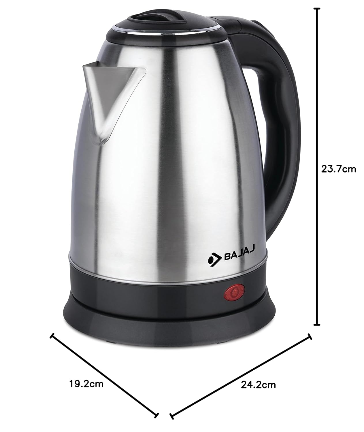 Bajaj KTX 1.8 Litre DLX Electric Kettle | 1350 Watts Kettle with Stainless Steel Body | Cordless Operation | Auto Shut-off Mechanism | 2-Yr Warranty 【Black】