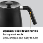 Hawkins Stainless Steel Futura 1.4 Litre Electronic Smart Kettle with Micro-Chip, Electric Hot Water Kettle for Tea, Coffee, Soup, Gargling, Black (FKTA1), 1200 Watts