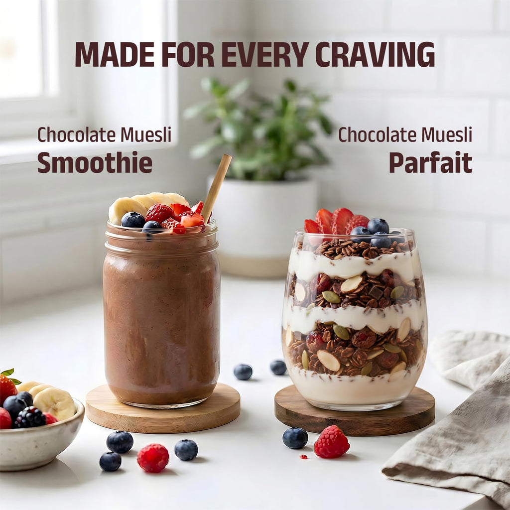 Pintola 25g High Protein Dark Chocolate & Cranberry Muesli 1kg, No Refined Sugar, High Fibre, Breakfast Cereal