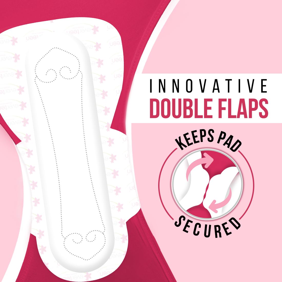 everteen XXL Soft Sanitary Pads for Women, Rash Free, Anti Tan, Skin Friendly, Double Wing Shape, Advanced Leak Protection, XX Large, 320mm - 3 Pack (40 Pads Each, 320mm)