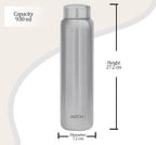 MILTON Aqua 1000 Stainless Steel Water Bottle, 1 pc, 950 ml, Silver (Pack of 2)