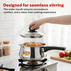 Prestige Deluxe Alpha Svachh Stainless Steel Pressure Cooker 1.5L With Glass Lid (With Deep Lid For Spillage Control )