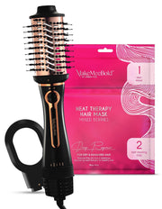 Urban Yog MakeMeeBold 3‑in‑1 Hot Air Brush + Heat Therapy Hair Mask Pack | Professional Blow Dry & Hair Repair Combo | Strengthen, Hydrate & Shine