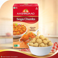 Aashirvaad Soya Chunks, 100% Veg, Absorbs More Masala, Juicy & Tasty, High Protein, 200g Pack