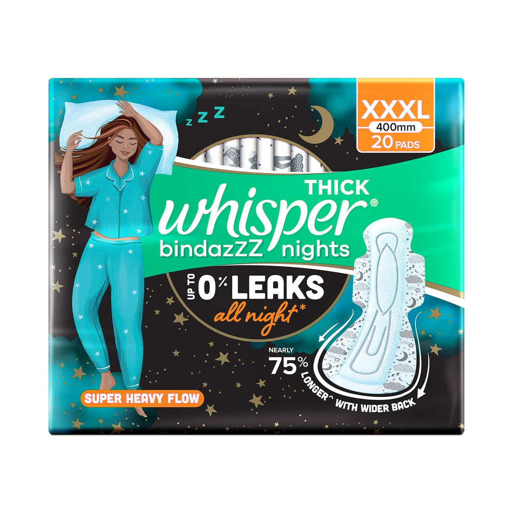 Whisper bindazzz Nights Pads For Women, XXX-Large Pack of 20 pads