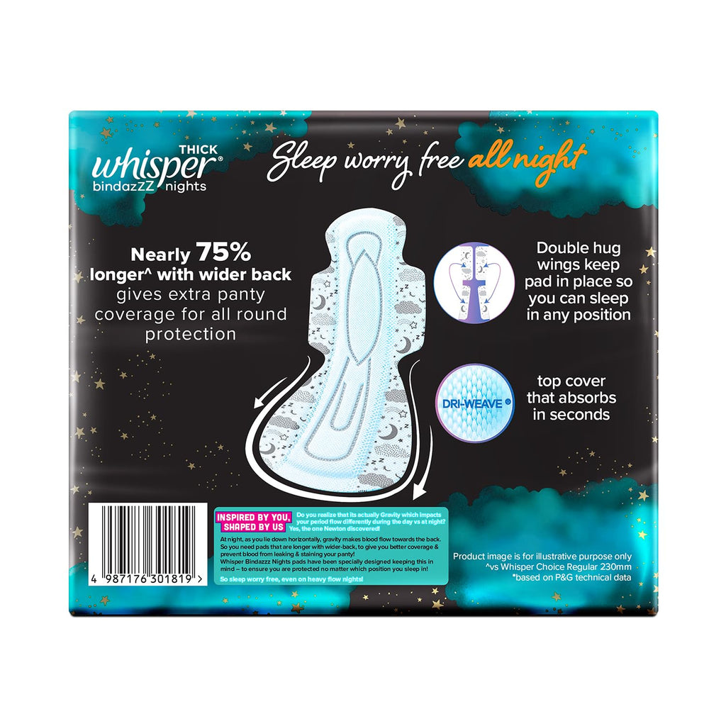 Whisper bindazzz Nights Pads For Women, XXX-Large Pack of 20 pads