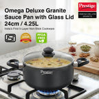 Prestige Omega Deluxe Granite Sauce Pan with Lid, 240mm