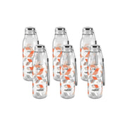 MILTON Helix 1000 Pet Water Bottle, Set of 6, 1 Litre Each, Orange, Reusable Plastic Fridge Bottle, BPA Free and Leak Proof Bottles for Travel, Work