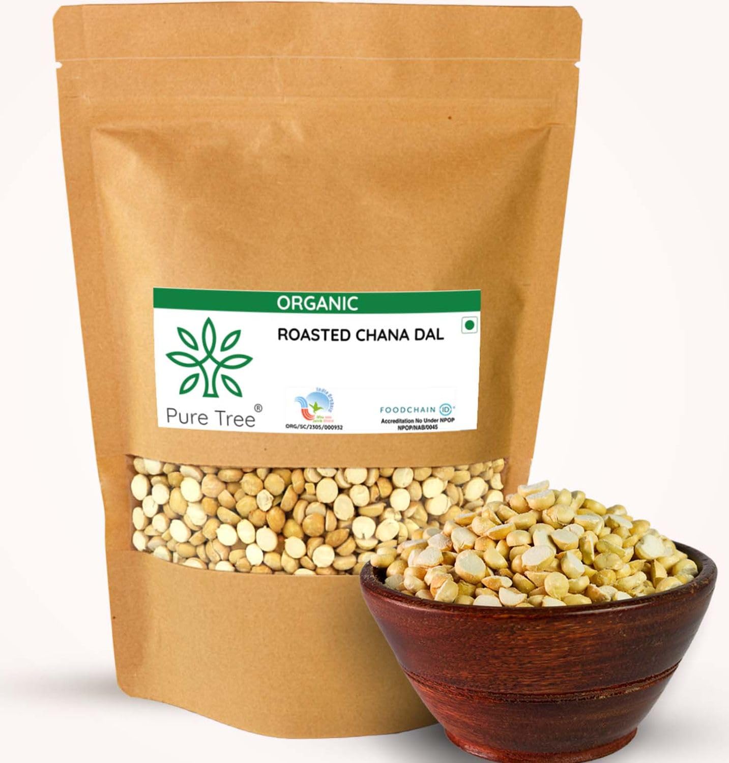 Pure Tree Certified Organic Rosted Chana Dal | 350 g