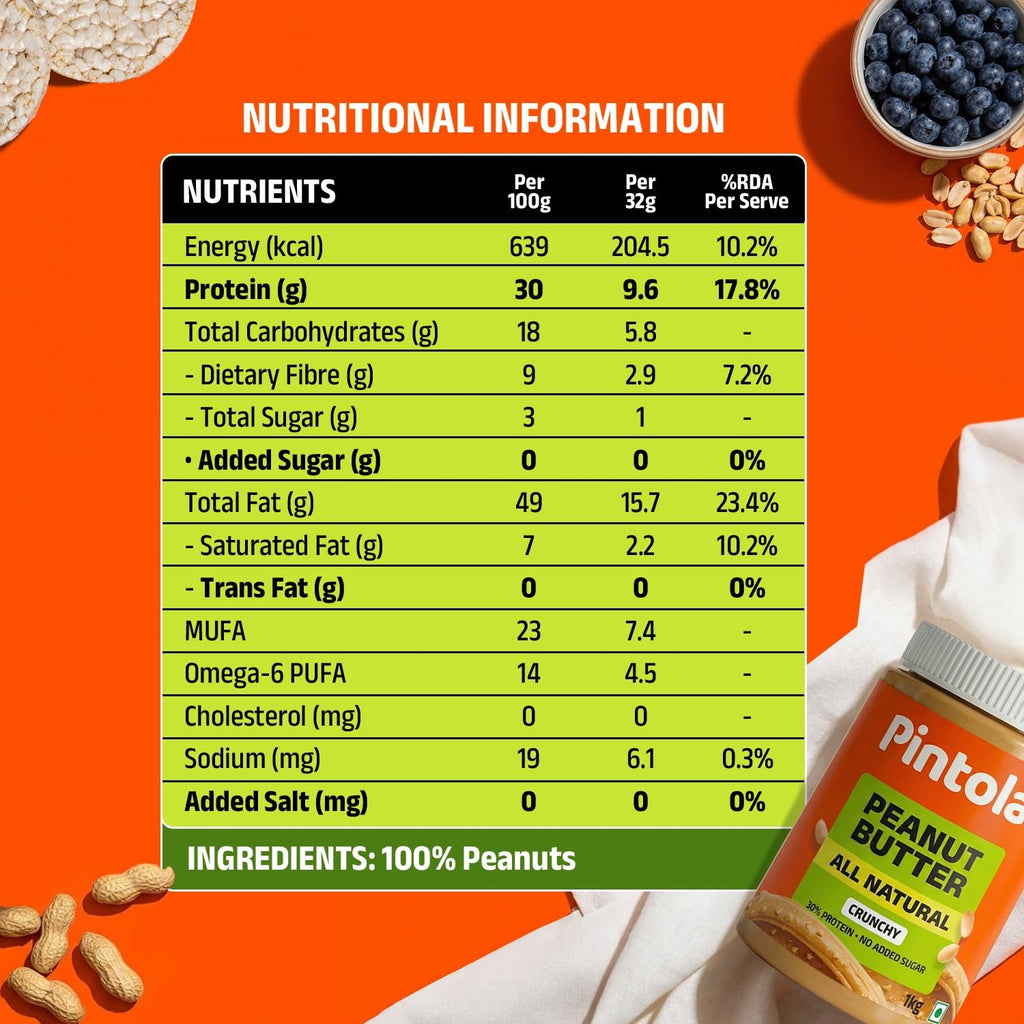 Pintola All Natural Peanut Butter Crunchy 1kg