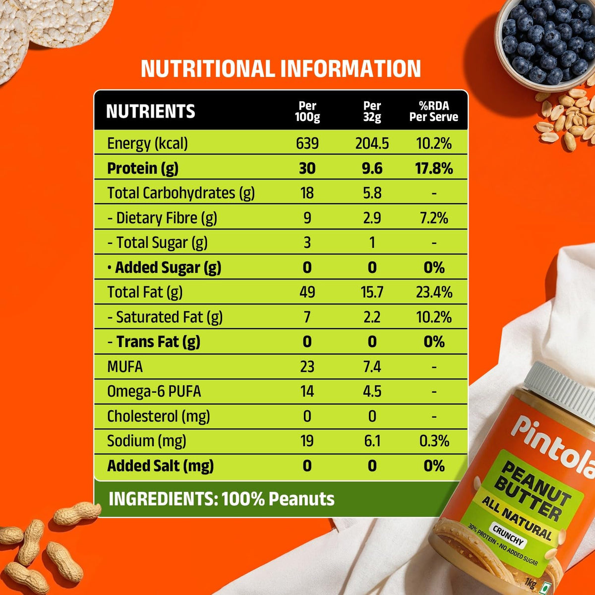 Pintola All Natural Peanut Butter Crunchy 1kg