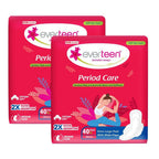 everteen sanitary pads XL 40 for Women, Enriched with Neem and Safflower, Rash Free Period Pads For Medium Flow, Locks Odour & Wetness - 2 Packs (40 Pads Each)
