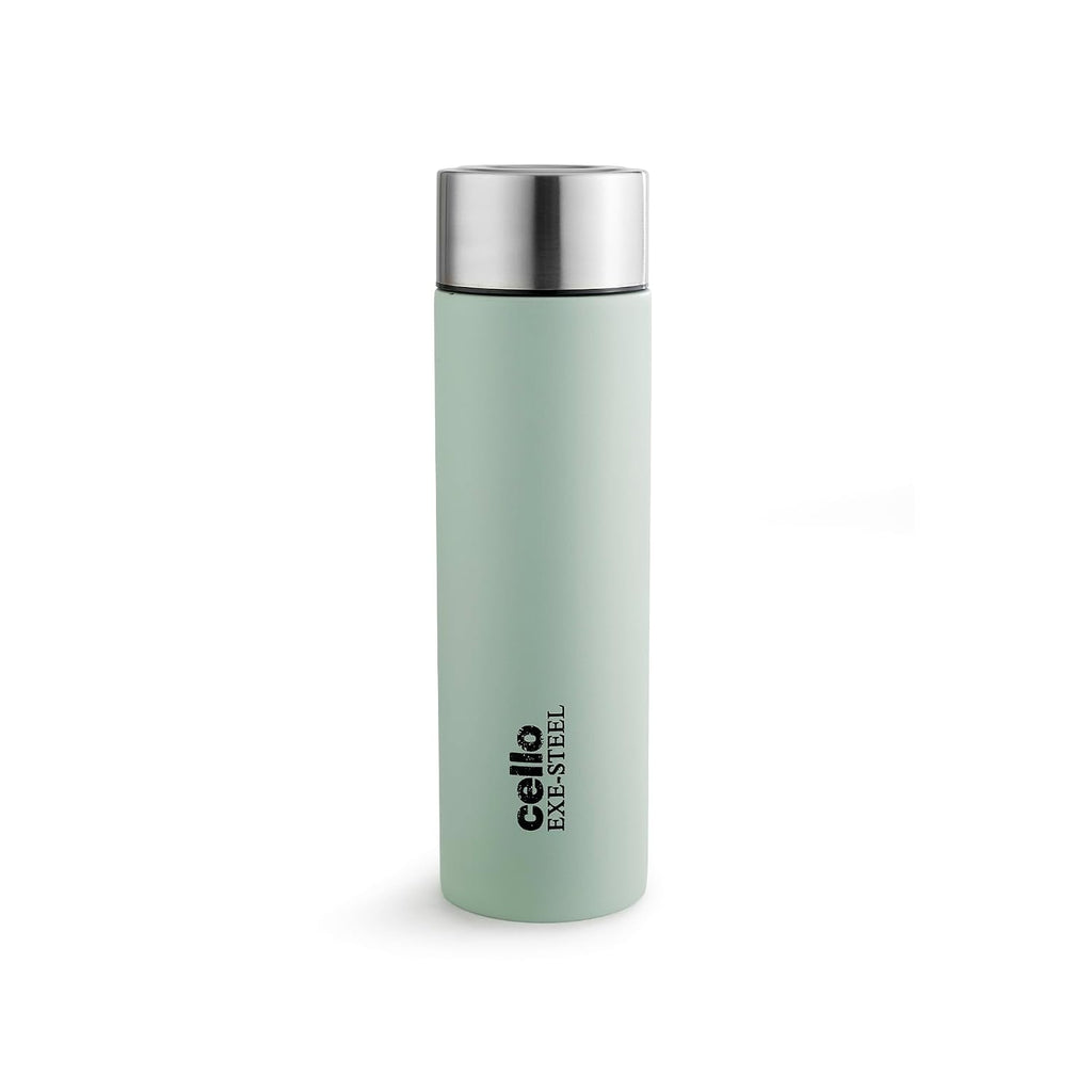 CELLO H2O Matt Stainless Steel Water Bottle for Office & Daily Use 1000ml Light Green | Single Wall Freezer & Fridge Safe, Lightweight Stylish Leakproof Rustproof Steel Water Bottle for School Travel