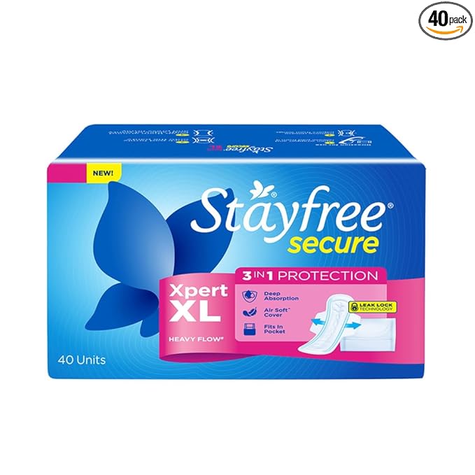 Stayfree Secure Xpert XL Sanitary Pads for Women | 290 mm | 40 Pads